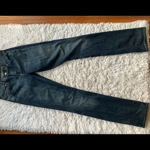Dark washed blue jeans